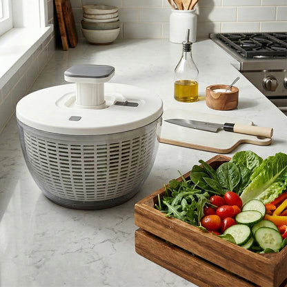 Danny Home One-Handed Easy Press Large Vegetable Dryer Salad Spinner Mixer 26cm