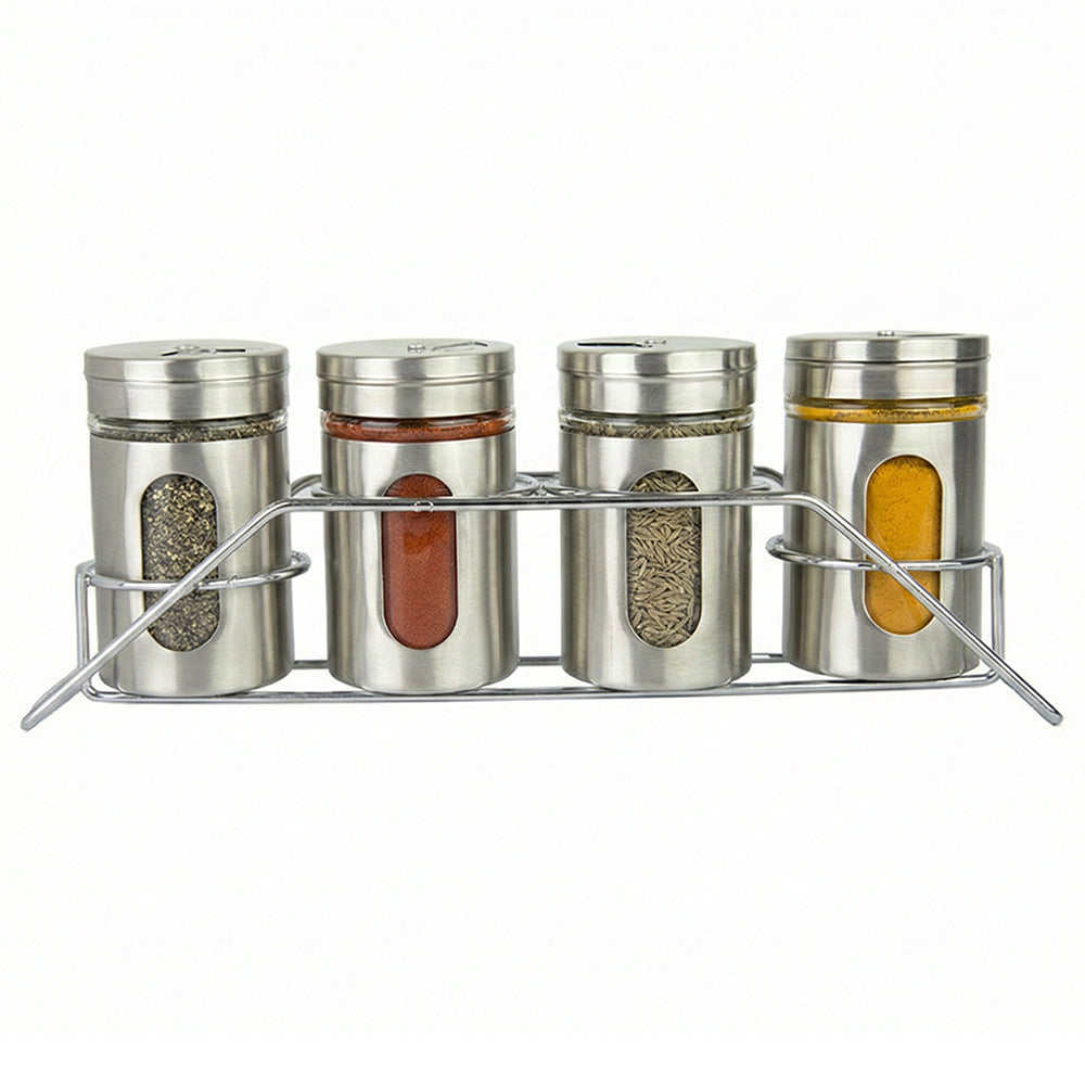 4-Pcs Stainless Steel Glass Spice Rack Set -100ml #CB-TWJ20