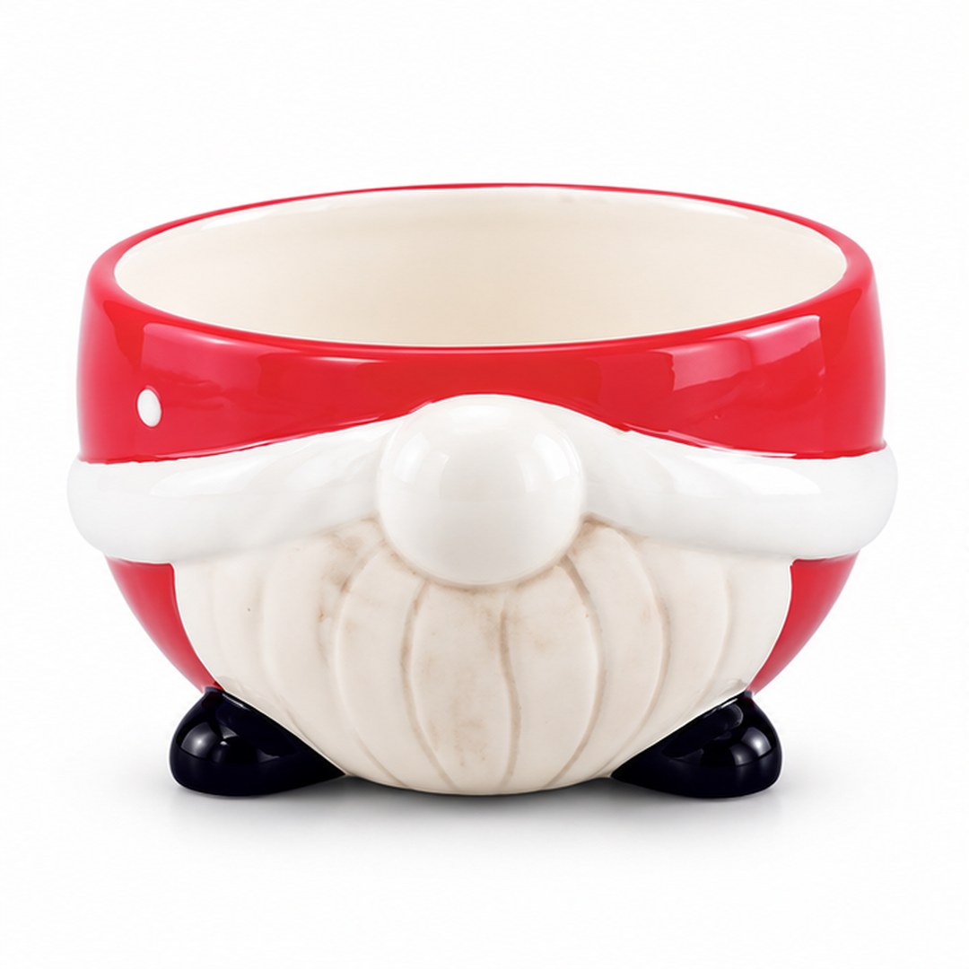 Alpine Lodge Santa Claus Ceramic Christmas Bowl – Red & White, 12 cm