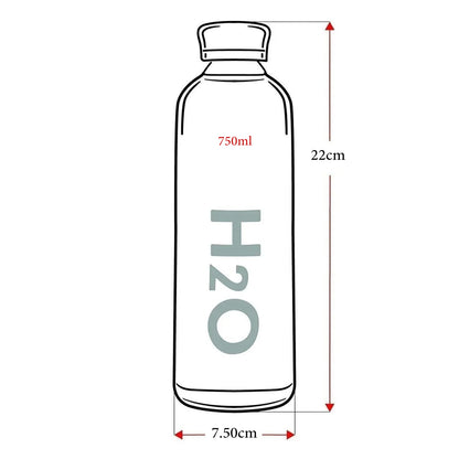 Danny Home H2O crystal-clear Glass Water Bottle with Colorful Caps 750ml