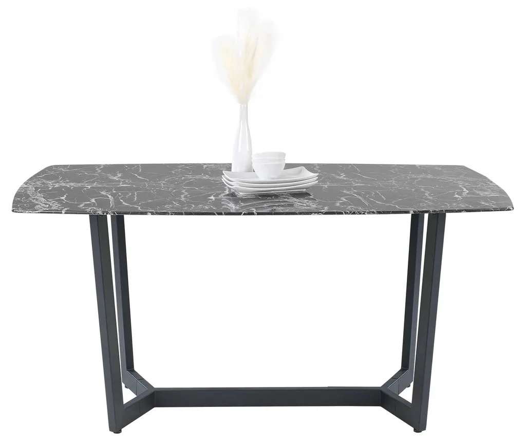 Reality Colonia Black Glass Marble Look Dining Table