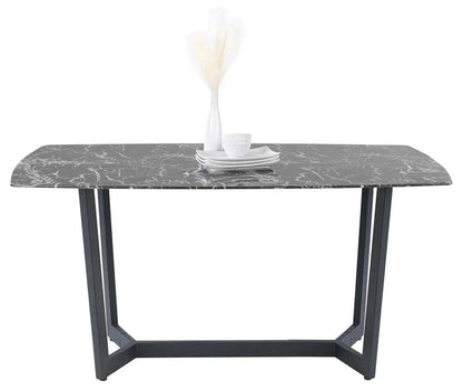 Reality Colonia Black Glass Marble Look Dining Table