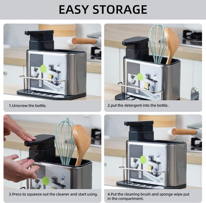 Stainless Steel Kitchen Sink Soap Dispenser with Removable Drain Tray