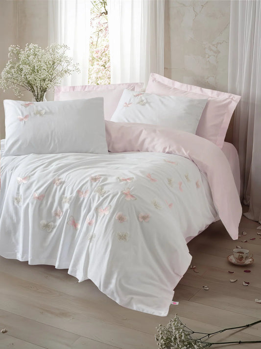 3D Embroidered Satin Double Duvet Cover Set Charming