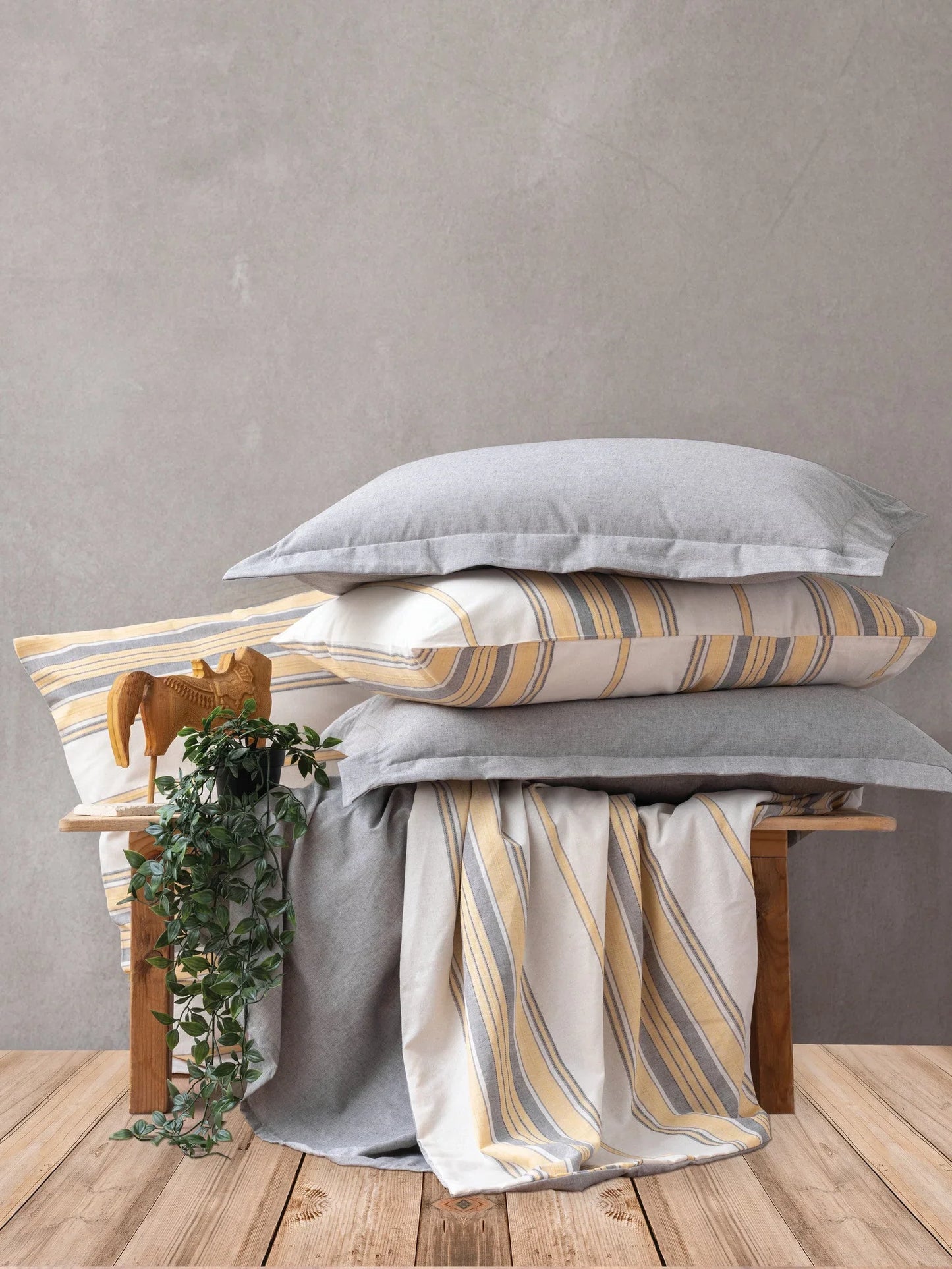 Natureforce Yarn Dyed Double Duvet Cover Set Tribus Yellow