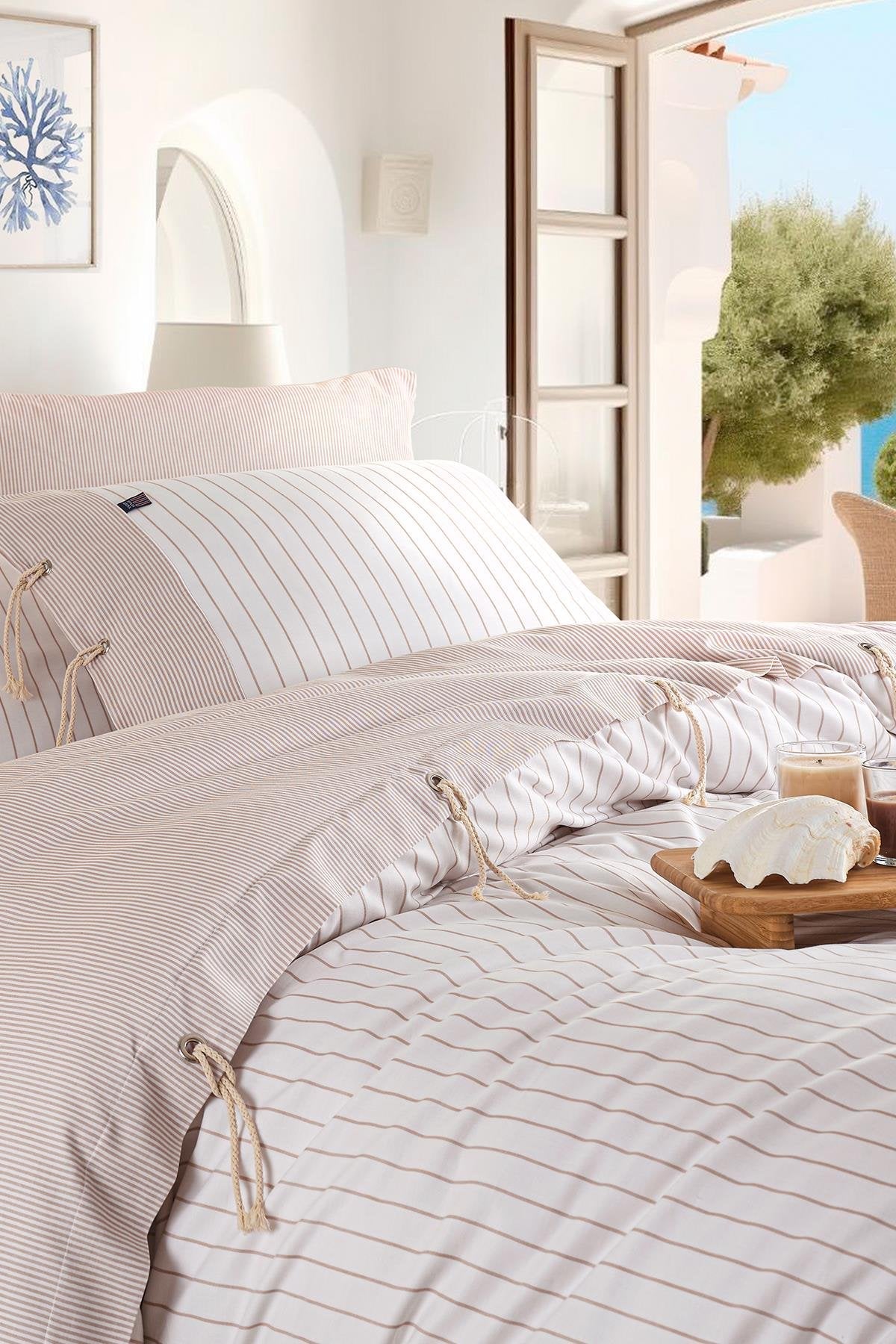 Cruise Double Yarn Dyed Duvet Cover Set - Beige