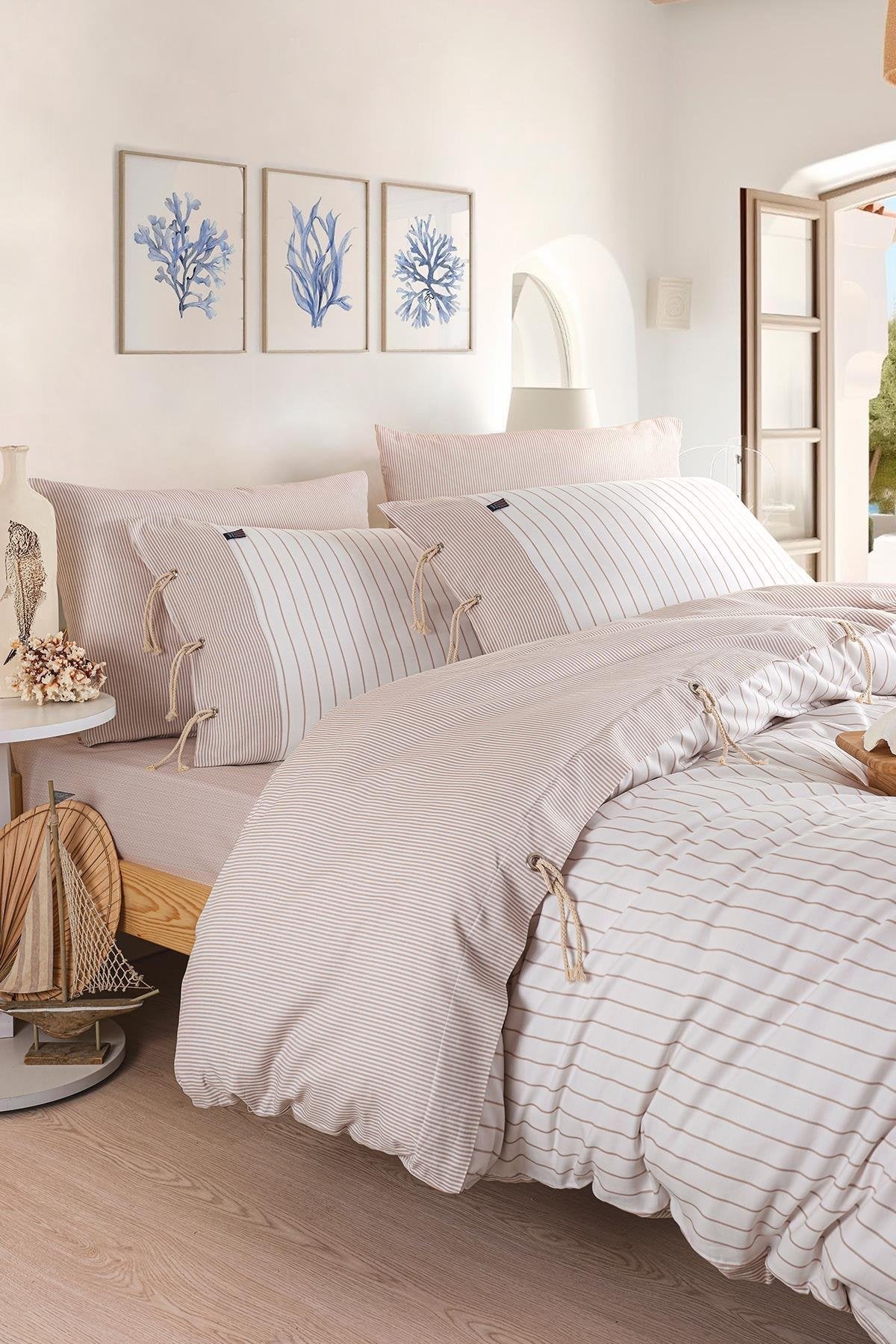 Cruise Double Yarn Dyed Duvet Cover Set - Beige