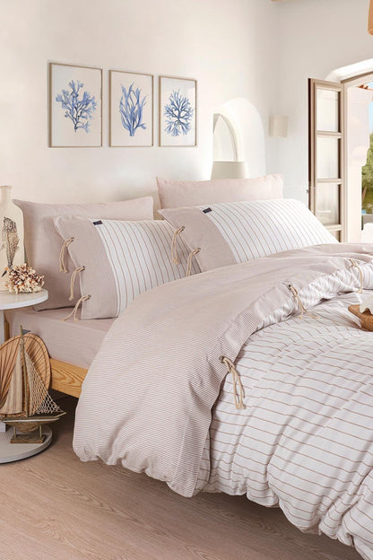 Cruise Double Yarn Dyed Duvet Cover Set - Beige