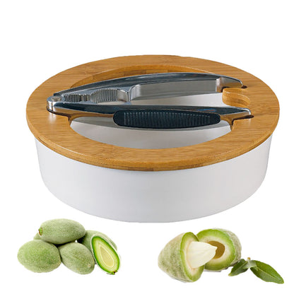 Nut Bowl with Nutcracker & Bamboo Lid