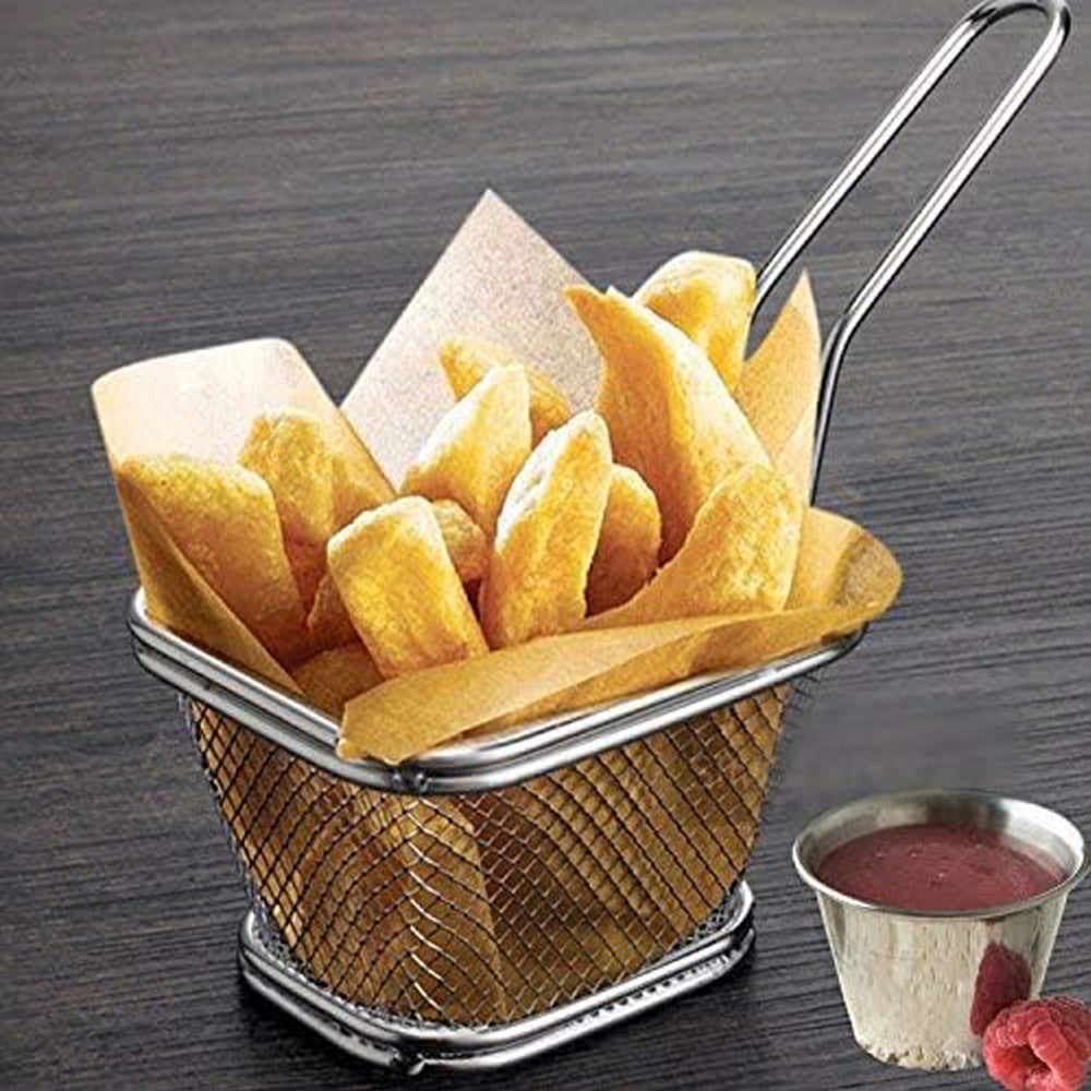 Stainless Steel Fries Basket With Sauce Bowl