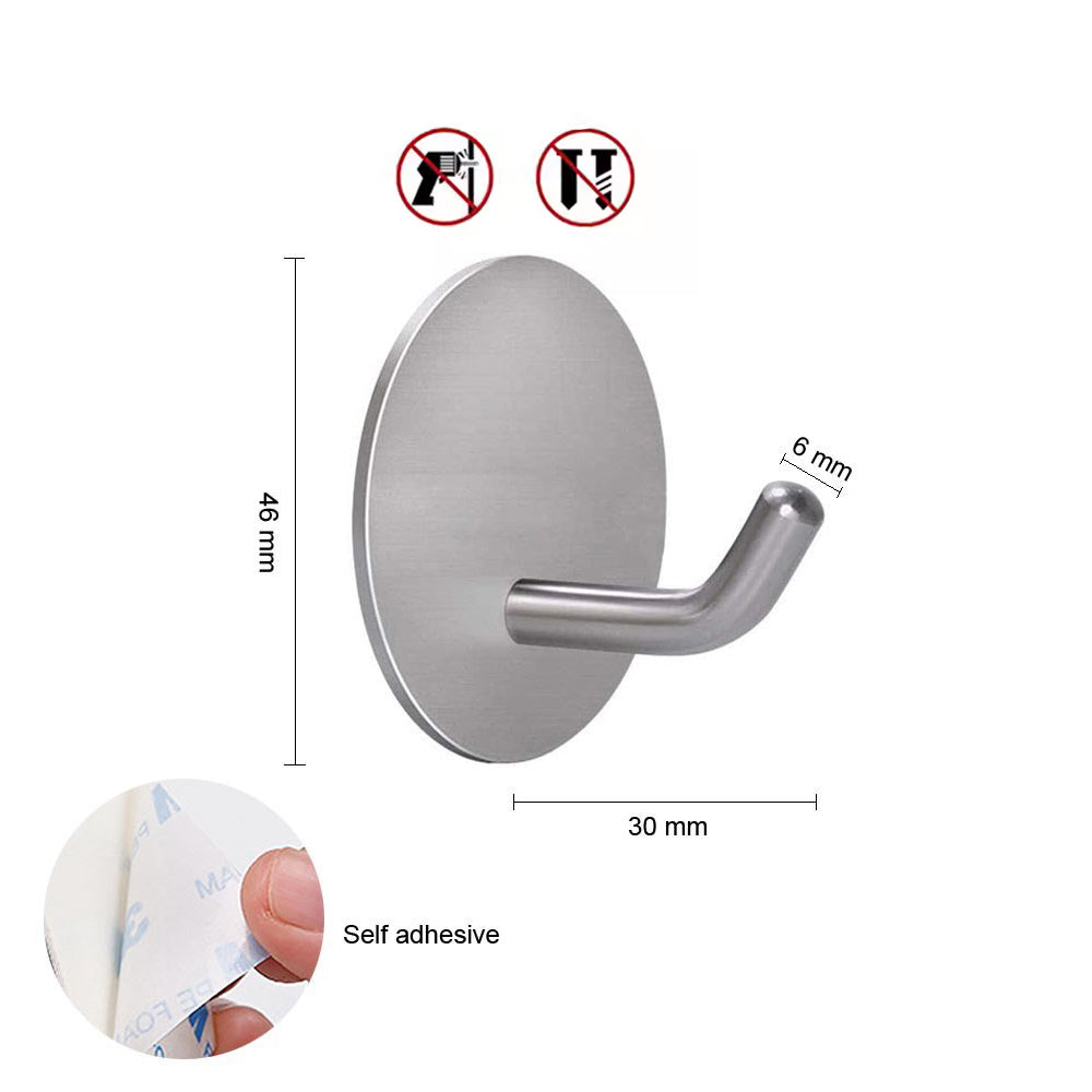2-Pieces Heavy Duty No Drill Stainless Steel Self Adhesive Hooks 1004-2/5