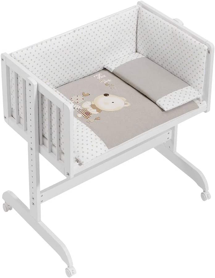 White Beech Co-Sleeping Baby Crib with Bedding