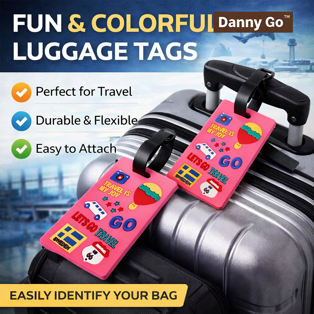 Danny Go Luggage Tag Set – 2 Pieces Pink