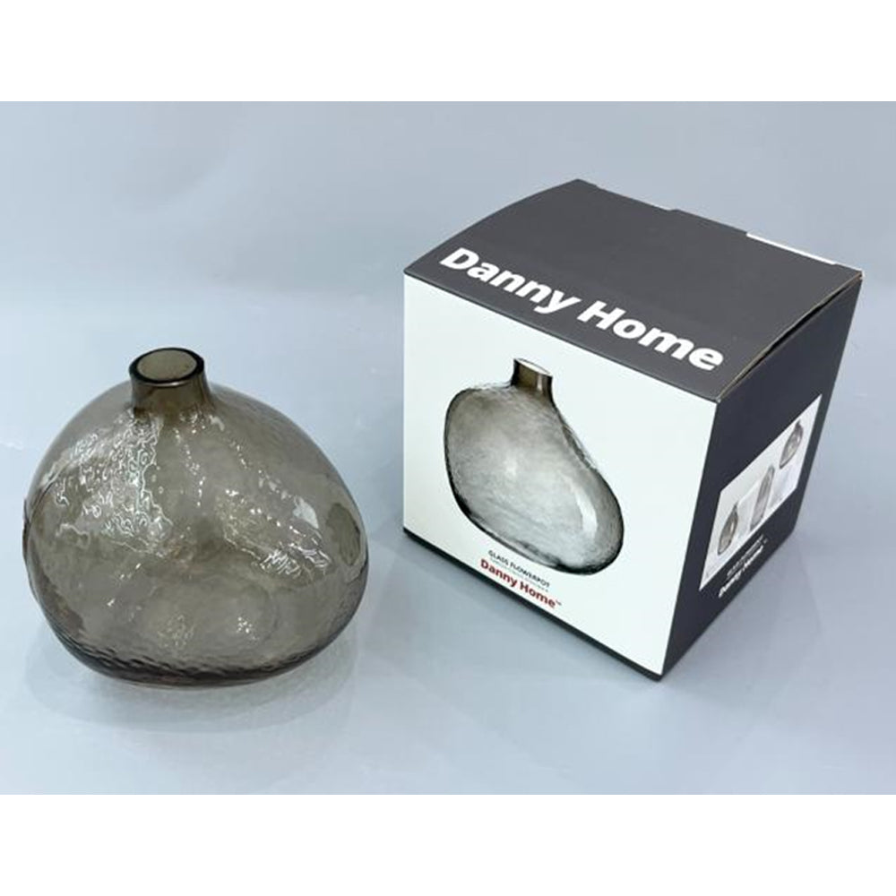 Danny Home Glass Plant Vase Grey 12-cm