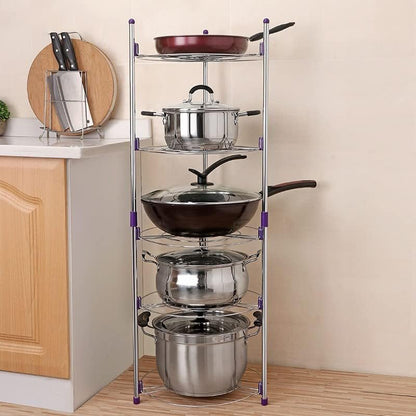 Adjustable 5-Tier Stainless Steel Storage Rack Round Shelves