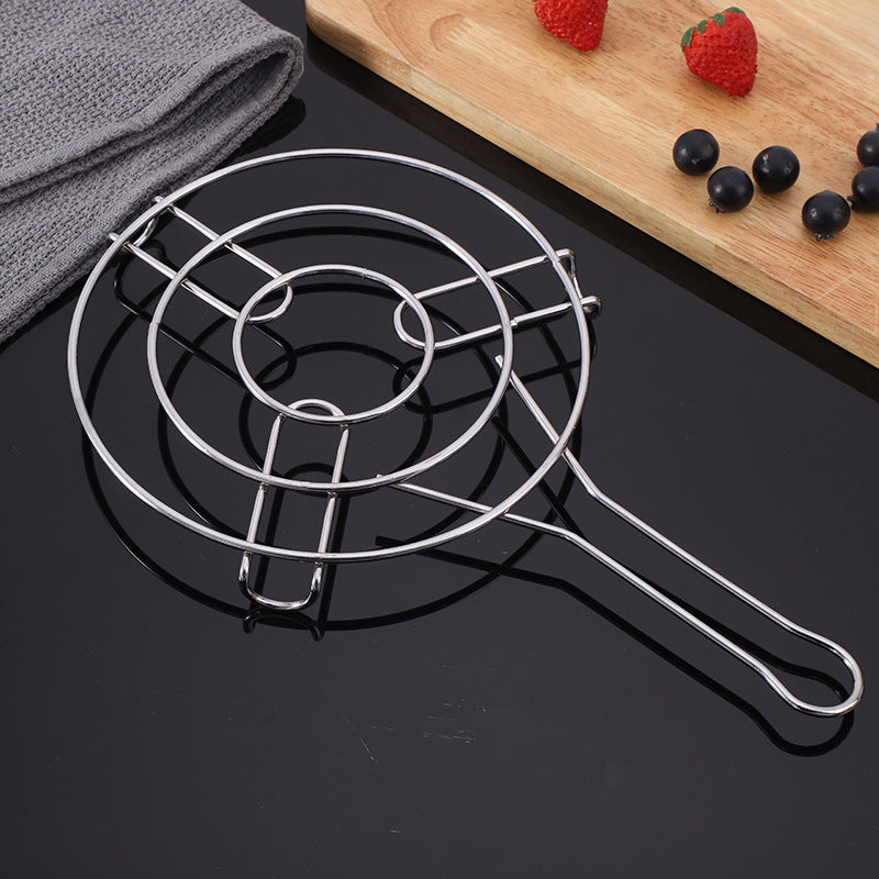 20-cm Stainless Steel Round Kitchen Hot Pot Stand with Handle Heat Resistance Stand