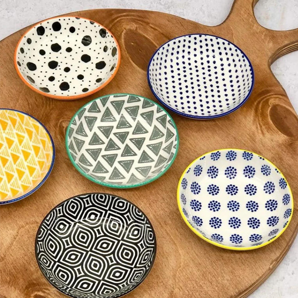 Danny Home 6-Pcs Small Round Bohemian Design Flavour Dish Set