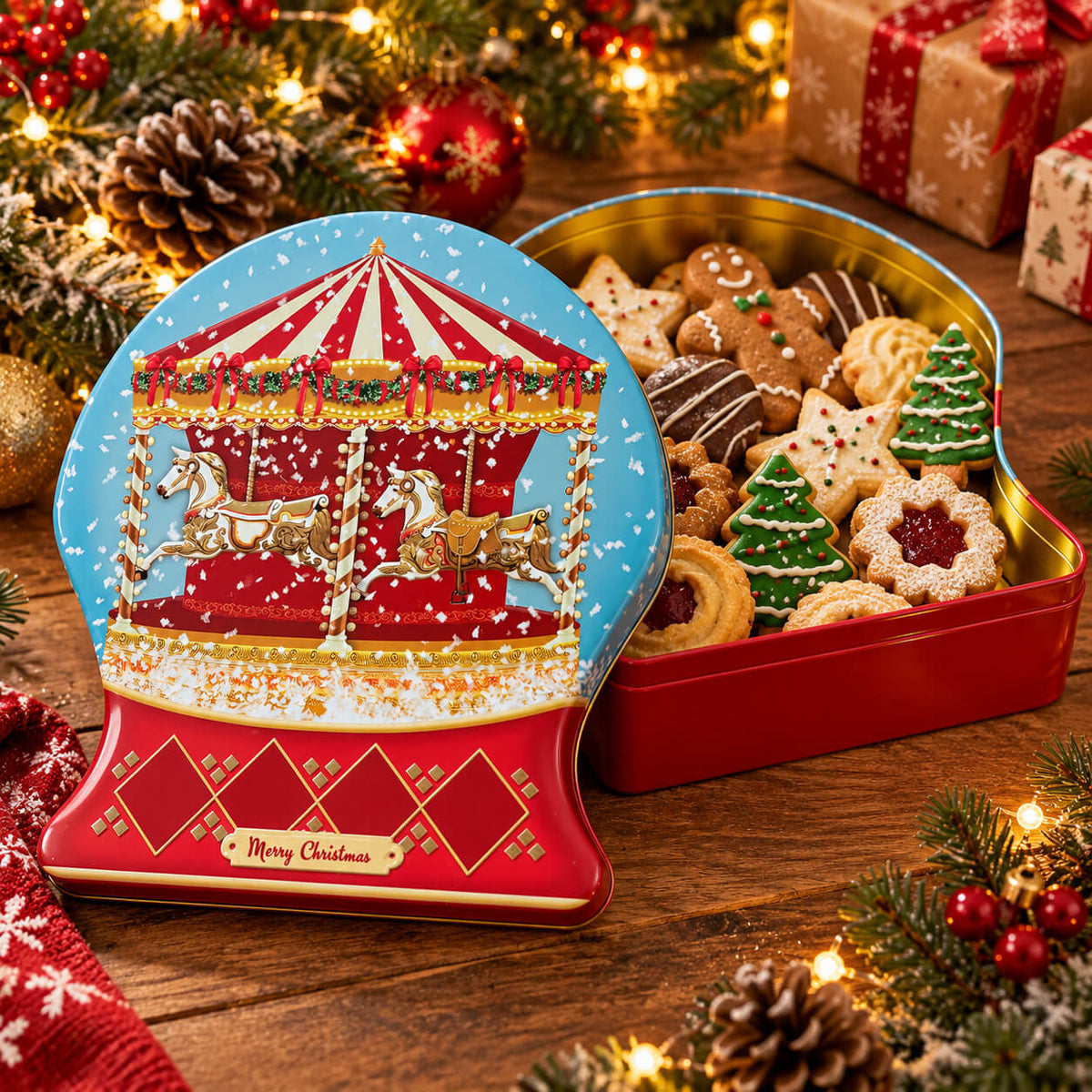Cucina & Tavola Christmas Carousel Storage Tin