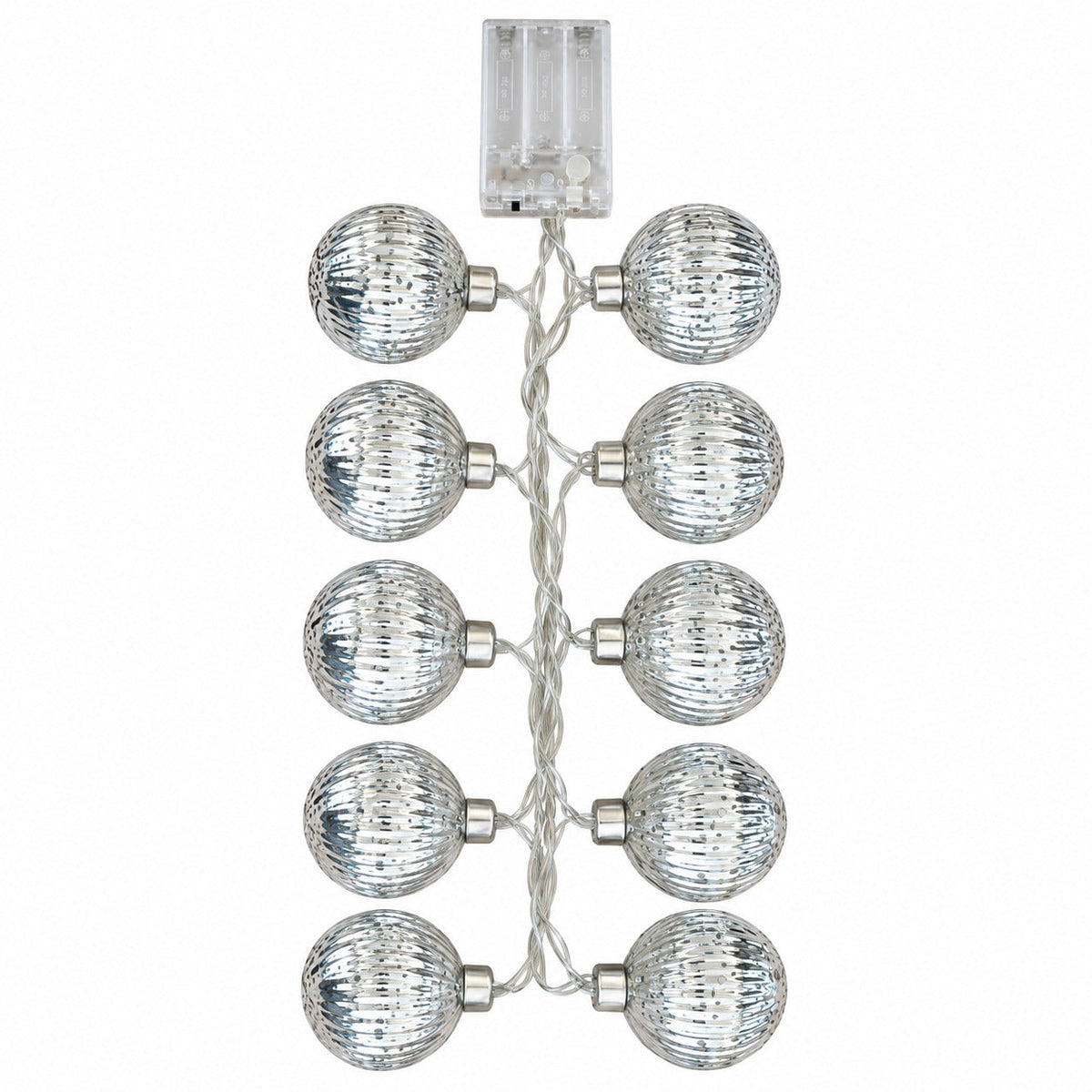 Christmas LED Glass Ball Garland – 10 Lights, Warm White