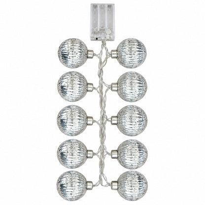 Christmas LED Glass Ball Garland – 10 Lights, Warm White