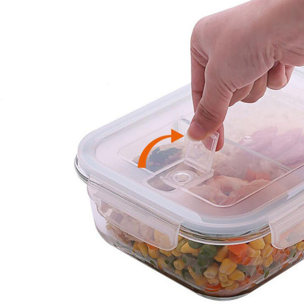 3-Pcs Rectangle Glass Food Storage Container Set 410/700/1040ml