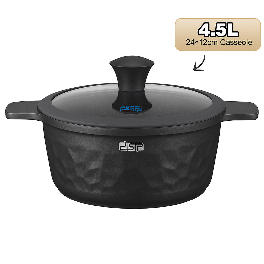 DSP CA022-S01-Black, Die-Casting Non-Stick Casserole Set – 7 Pieces