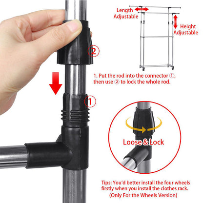 Double Pole Clothes Hanger With 2 Shelves DC-0032