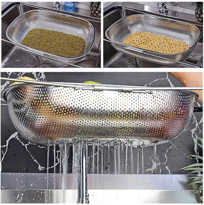 Danny Home Stainless Steel Colander Expandable Strainer Fine Mesh Basket 34cm