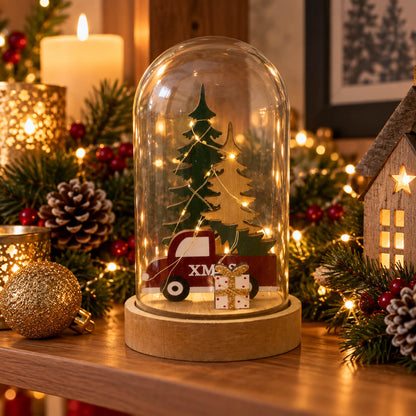 MIGROS LED Christmas Glass Cloche Decoration