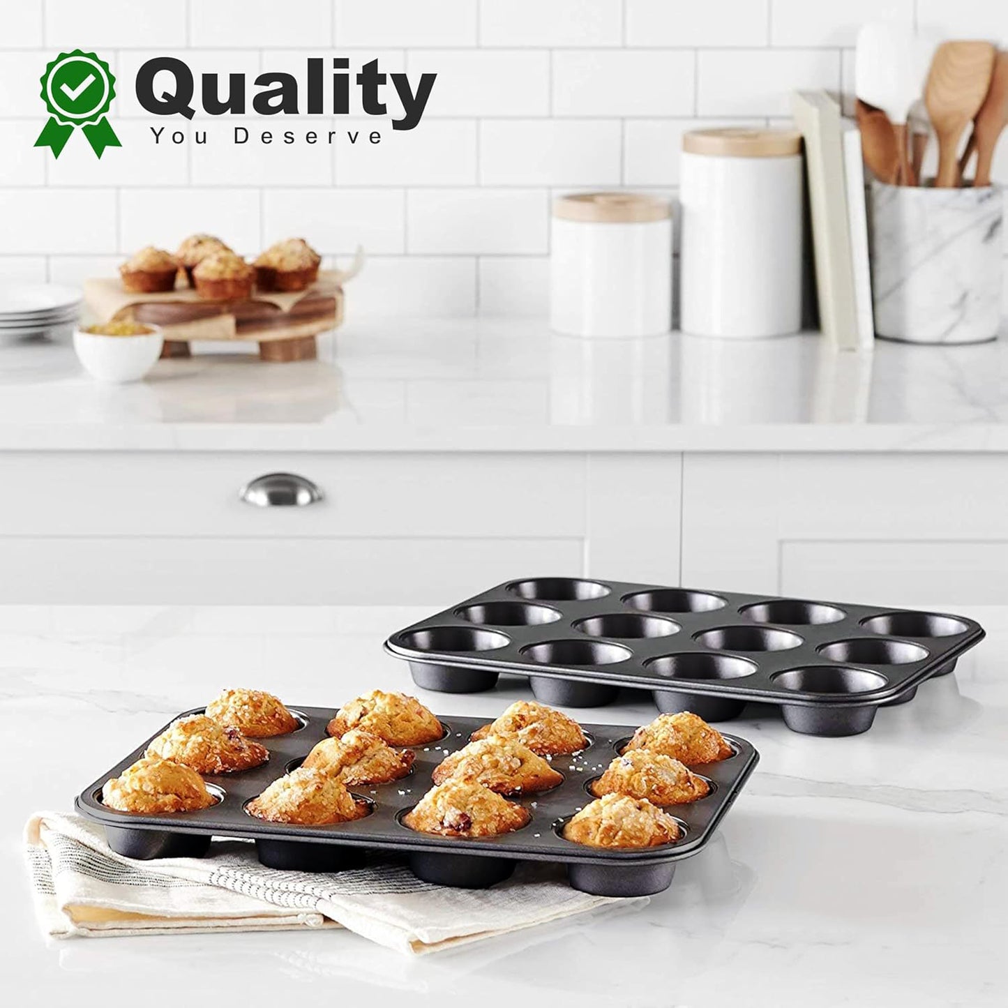 Danny Home Carbon Steel Premium quality , Non-stick Muffin Baking Pan & Cupcake Tray 12 Cup 37cm