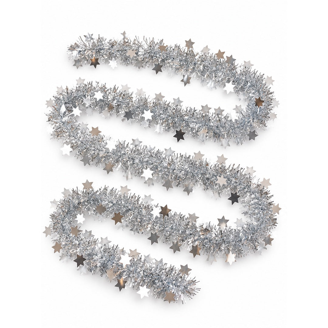 Noël Silver Star Tinsel Garland – 300 cm