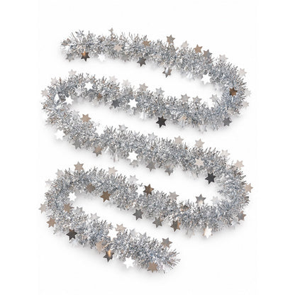 Noël Silver Star Tinsel Garland – 300 cm