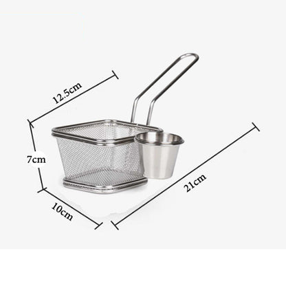 Stainless Steel Fries Basket With Sauce Bowl