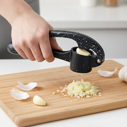 Premium Metal Garlic Press Black Granite