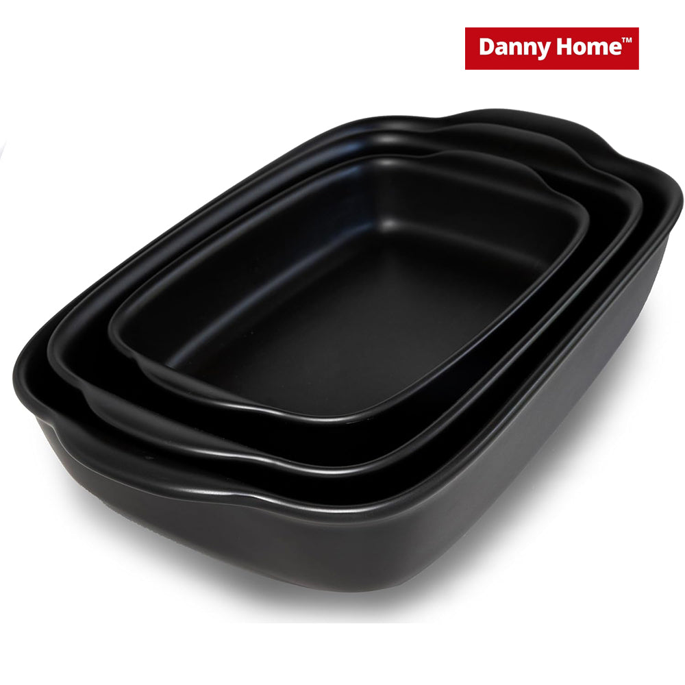 Danny Home Black Porcelain Baking Dishes for Electric & Gas Oven