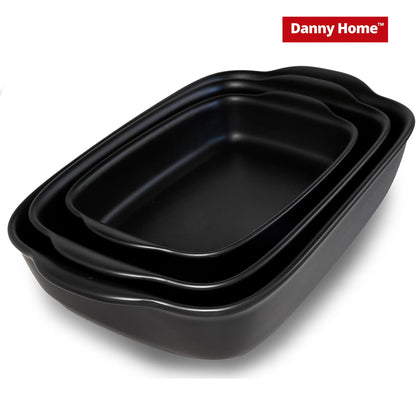 Danny Home Black Porcelain Baking Dishes for Electric & Gas Oven