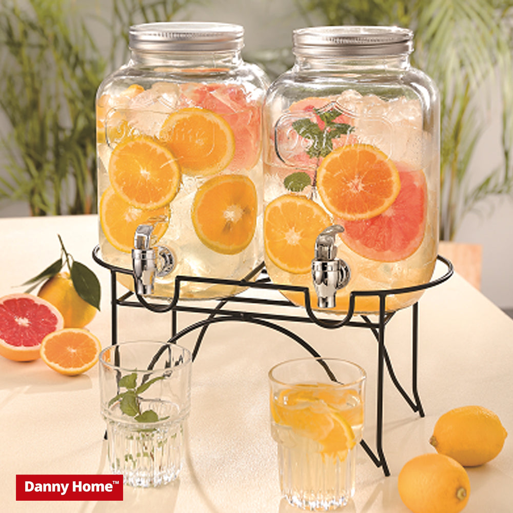 Danny Home Beverage Dispenser with Taps &amp; Stand Set 2-pcs