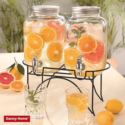 Danny Home Beverage Dispenser with Taps &amp; Stand Set 2-pcs