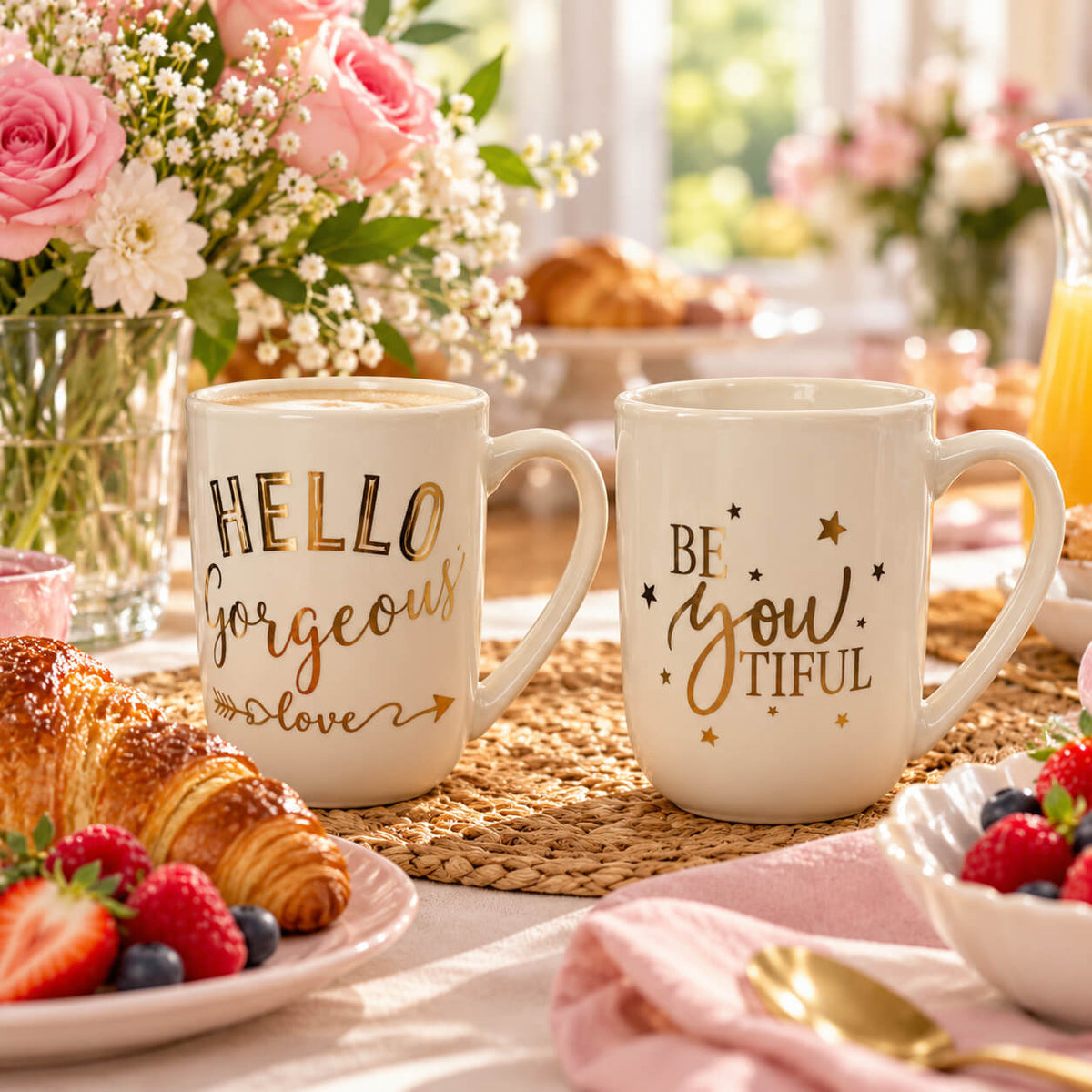 Elegant Ivory & Gold Ceramic Mug -500 ML