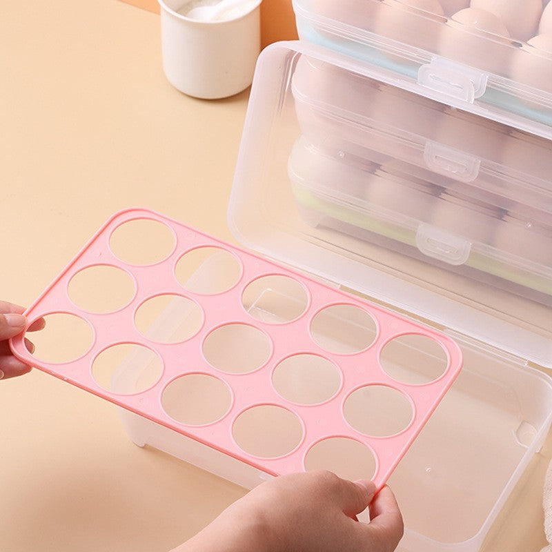 Egg Container for Refrigerator 15-Grid Egg Storage Box