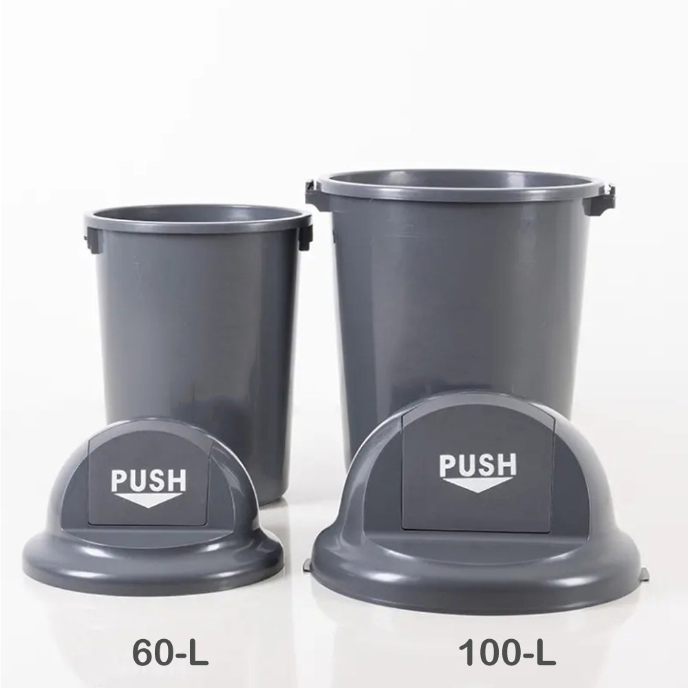 60/100-Liter Kitchen Trash Can with Push Lid, Plastic Tall Swing Top Garbage Can