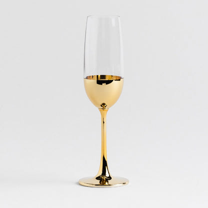 6-Pcs Elegant & Smooth Beverages Champagne Flute Glass – Gold 190ml #3769-1