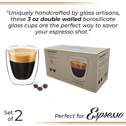 80ml 2-Pcs Danny Home Double Walled Espresso Glasses Set