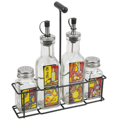 Danny Home Oil & Vinegar/ Salt & Pepper Dispenser Stand 4-pcs set