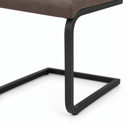 Modern Taupe Cantilever Dining Chair with Handle | Upholstered Dining Chair with Black Metal Frame