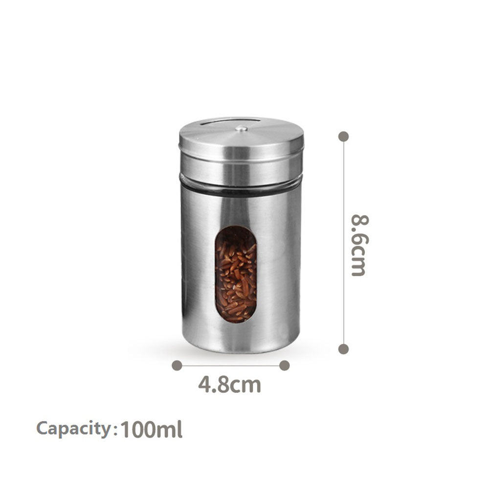 8-Pcs Stainless Steel Glass Spice Rack Set – 330/100ml #CB-TWJ07