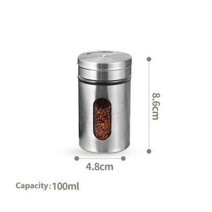 8-Pcs Stainless Steel Glass Spice Rack Set – 330/100ml #CB-TWJ07