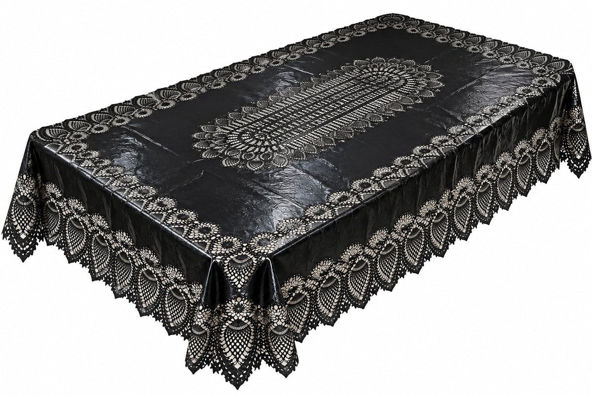 Noël Black Lace Tablecloth – 152 × 264 cm