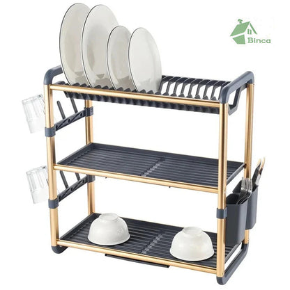 Binca Aluminum 3-Tier Dish Drying Rack 61-cm ( Gold )