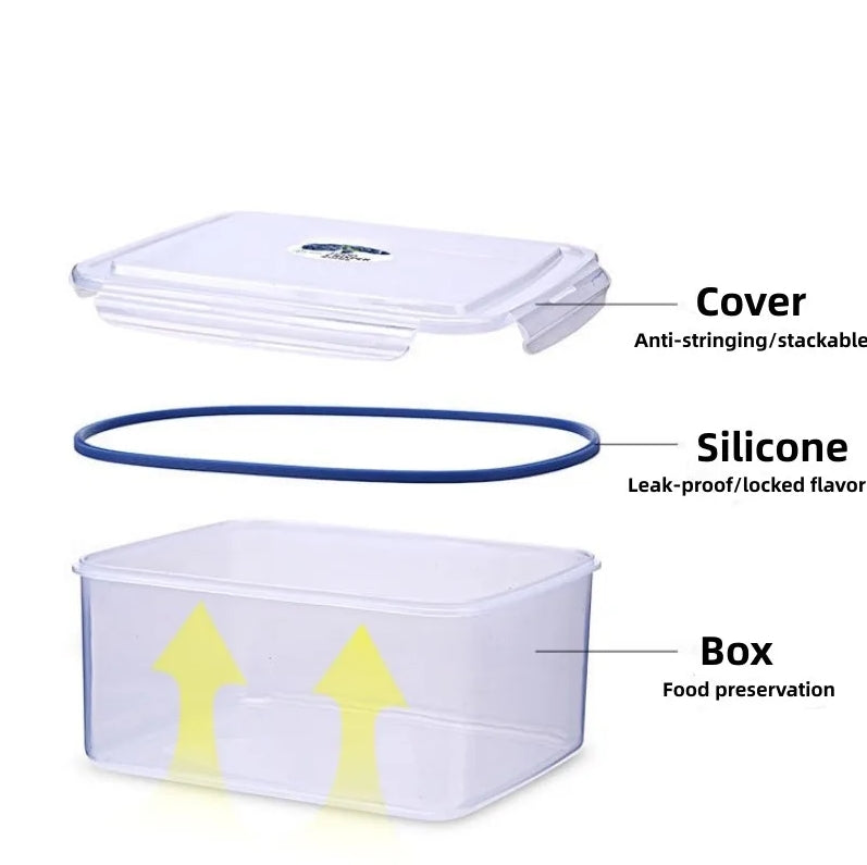 700+1500+2700ml Rectangle 3pcs Food Container Tupperware